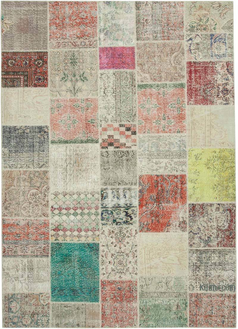 Patchwork Hand-Knotted Turkish Rug - 8' 2" x 11' 6" (98" x 138") - K0049793