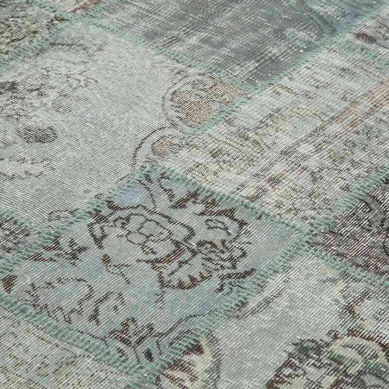Blue Patchwork Hand-Knotted Turkish Rug - 8' 2" x 11' 6" (98" x 138") - K0049797