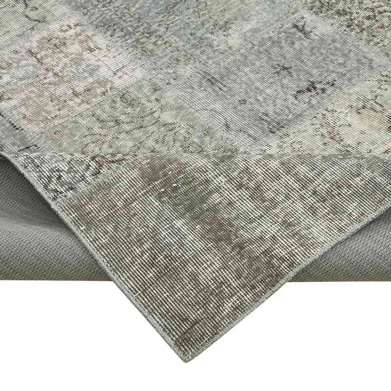 Grey Patchwork Hand-Knotted Turkish Rug - 8' 2" x 11' 6" (98" x 138") - K0049807
