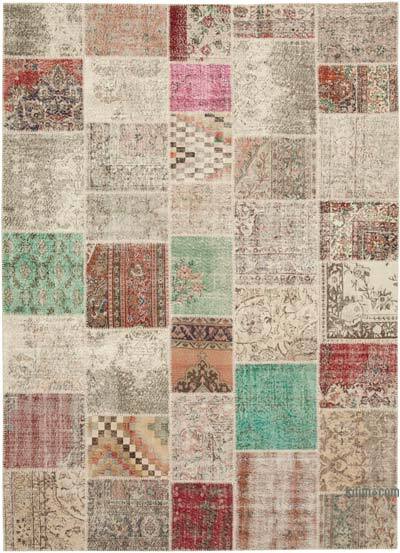 Patchwork Hand-Knotted Turkish Rug - 8' 2" x 11' 6" (98" x 138")