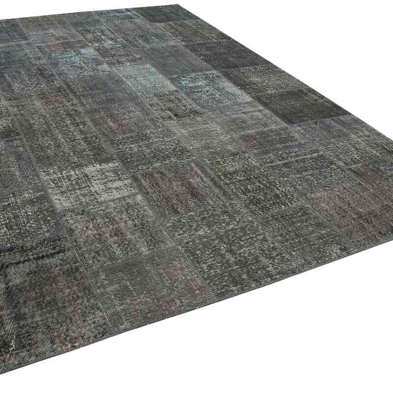 Grey Patchwork Hand-Knotted Turkish Rug - 8' 1" x 11' 6" (97" x 138") - K0049815