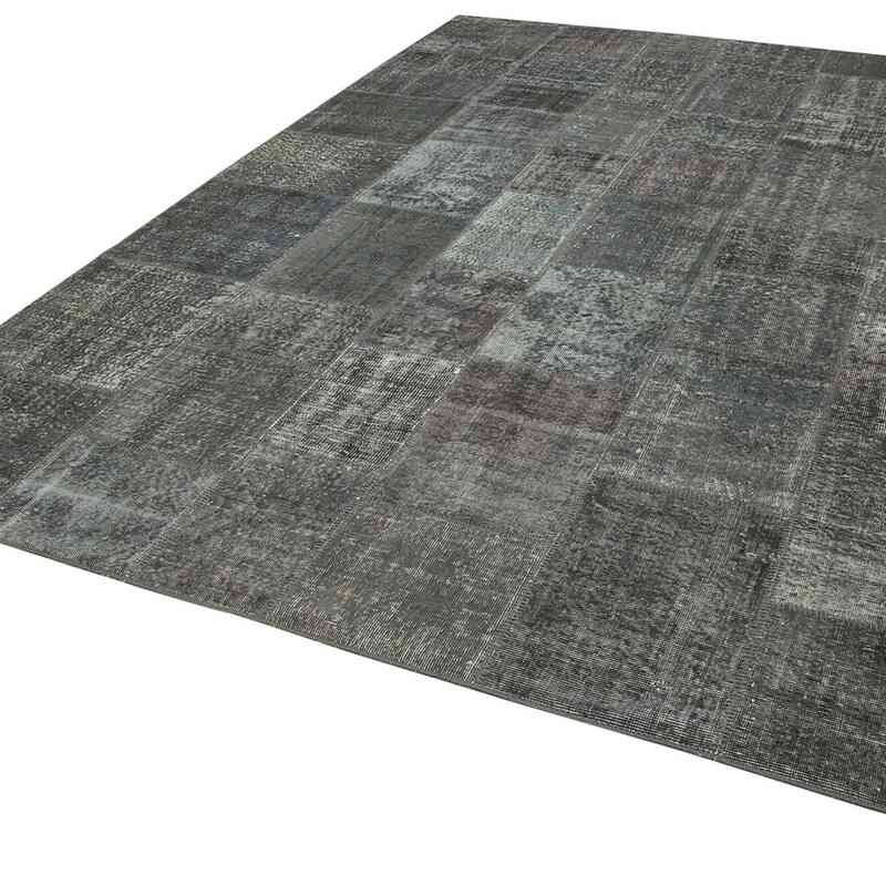 Grey Patchwork Hand-Knotted Turkish Rug - 8' 1" x 11' 6" (97" x 138") - K0049815