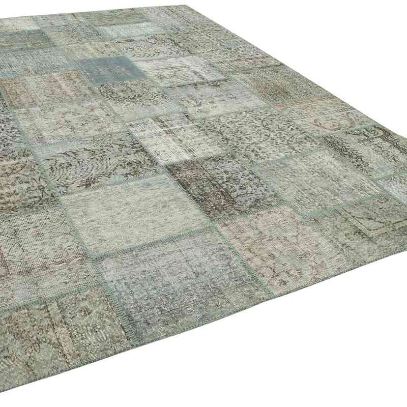 Blue Patchwork Hand-Knotted Turkish Rug - 8' 2" x 11' 6" (98" x 138") - K0049816