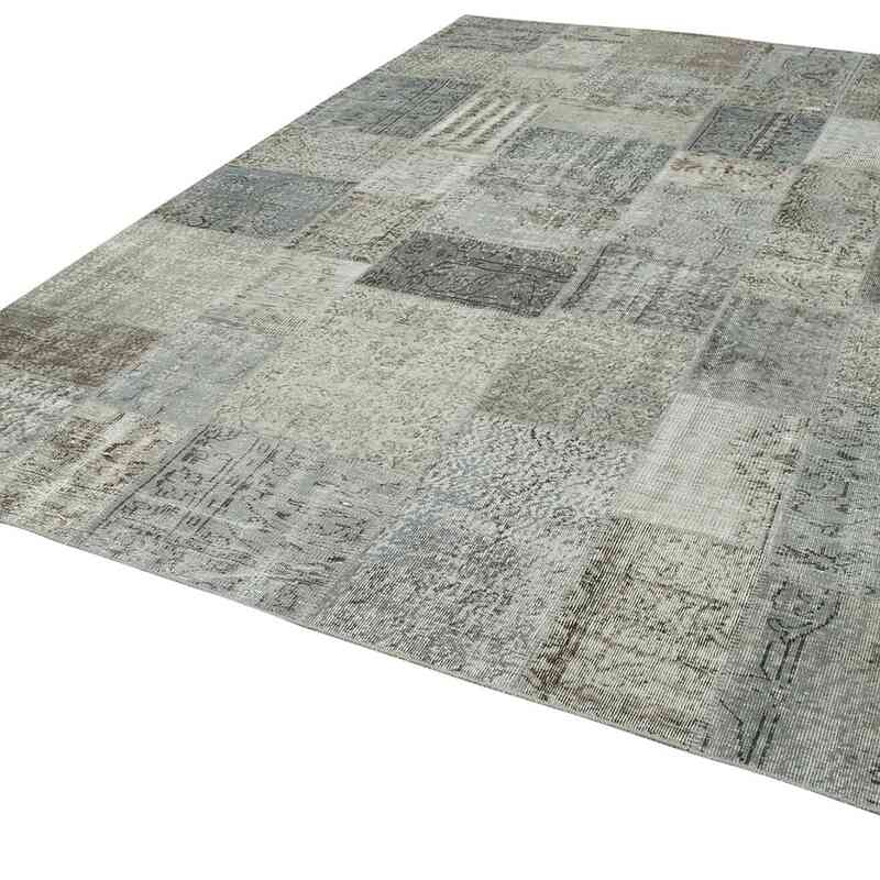Grey Patchwork Hand-Knotted Turkish Rug - 8' 3" x 11' 6" (99" x 138") - K0049821