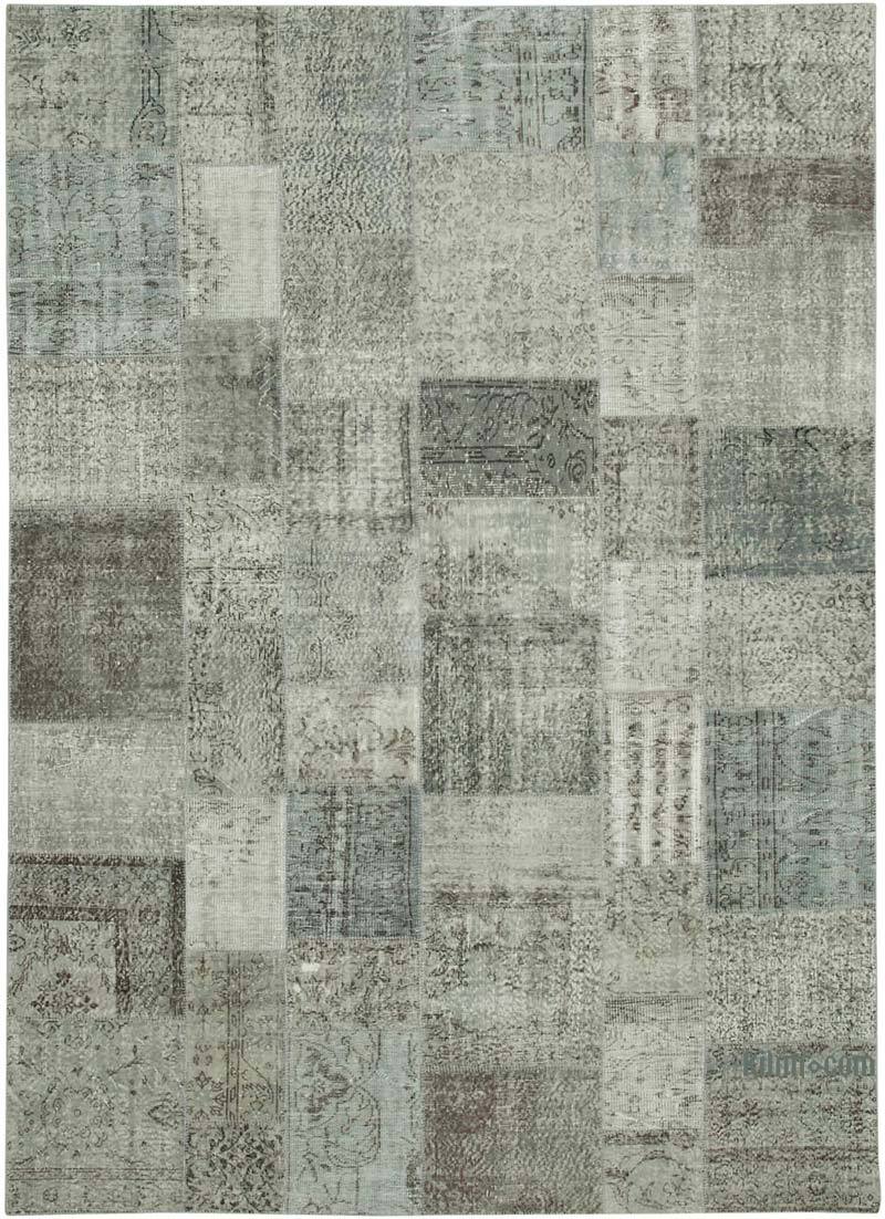 Grey Patchwork Hand-Knotted Turkish Rug - 8' 3" x 11' 6" (99" x 138") - K0049821