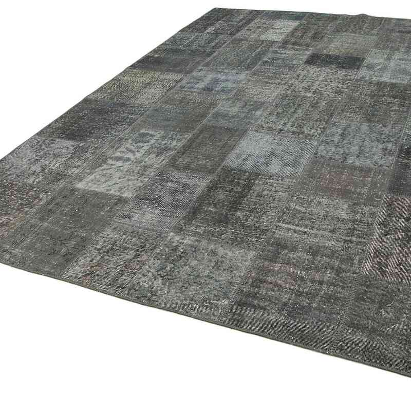 Grey Patchwork Hand-Knotted Turkish Rug - 8' 1" x 11' 6" (97" x 138") - K0049828