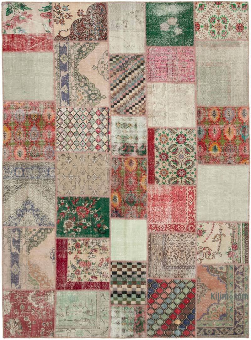 Patchwork Hand-Knotted Turkish Rug - 8' 8" x 12'  (104" x 144") - K0049833