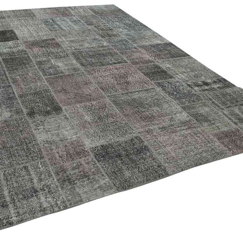 Grey Patchwork Hand-Knotted Turkish Rug - 8' 2" x 11' 7" (98" x 139") - K0049839