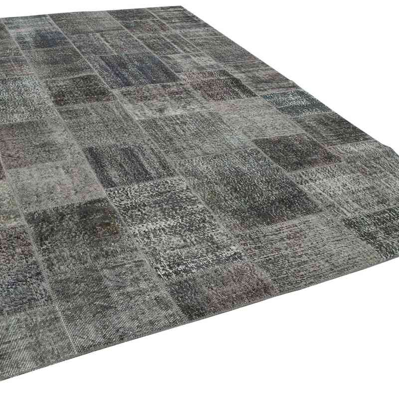 Grey Patchwork Hand-Knotted Turkish Rug - 8'  x 11' 7" (96" x 139") - K0049841