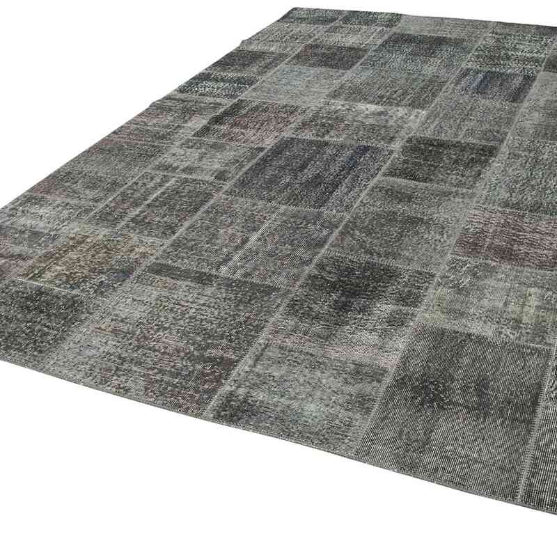 Grey Patchwork Hand-Knotted Turkish Rug - 8'  x 11' 7" (96" x 139") - K0049841
