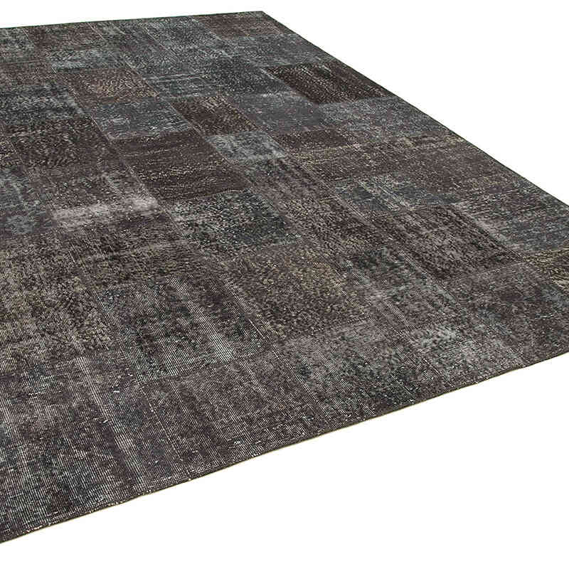 Gray Patchwork Hand-Knotted Turkish Rug - 8' 1" x 11' 7" (97" x 139") - K0049843