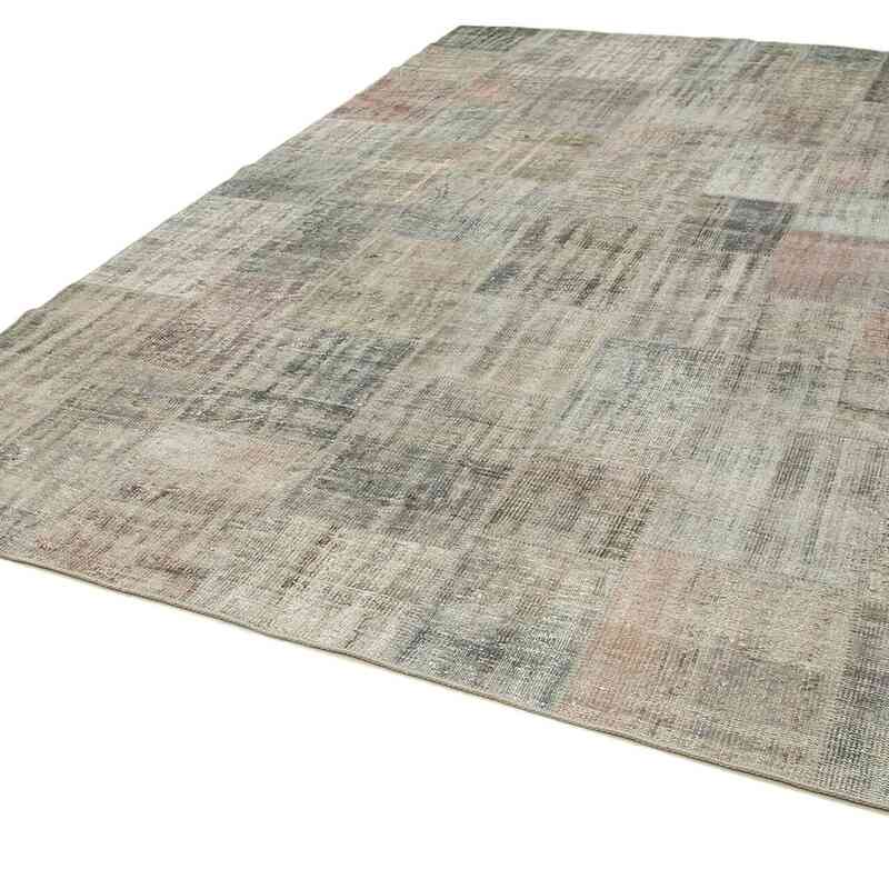 Grey Patchwork Hand-Knotted Turkish Rug - 8' 2" x 11' 7" (98" x 139") - K0049844