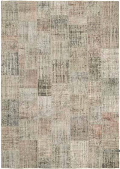 Gray Patchwork Hand-Knotted Turkish Rug - 8' 2" x 11' 7" (98" x 139")