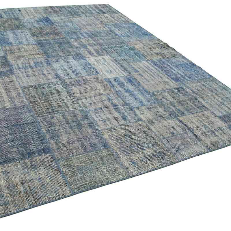 Mavi Boyalı Patchwork Halı - 248 cm x 348 cm - K0049847