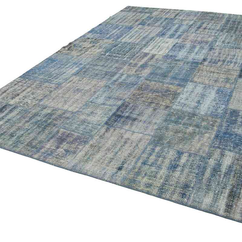 Blue Patchwork Hand-Knotted Turkish Rug - 8' 2" x 11' 5" (98" x 137") - K0049847