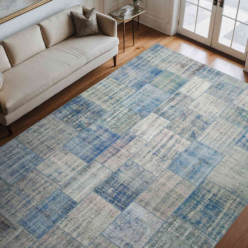 Patchwork Hand-Knotted Turkish Rug - 8' 2" x 11' 4" (98" x 136") - K0049848