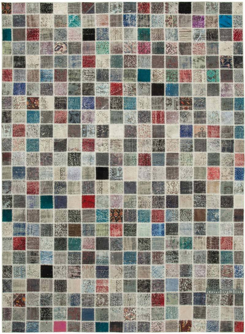 Multicolor Alfombra De Retazos Turca Sobre-teñida - 254 cm x 350 cm - K0049850