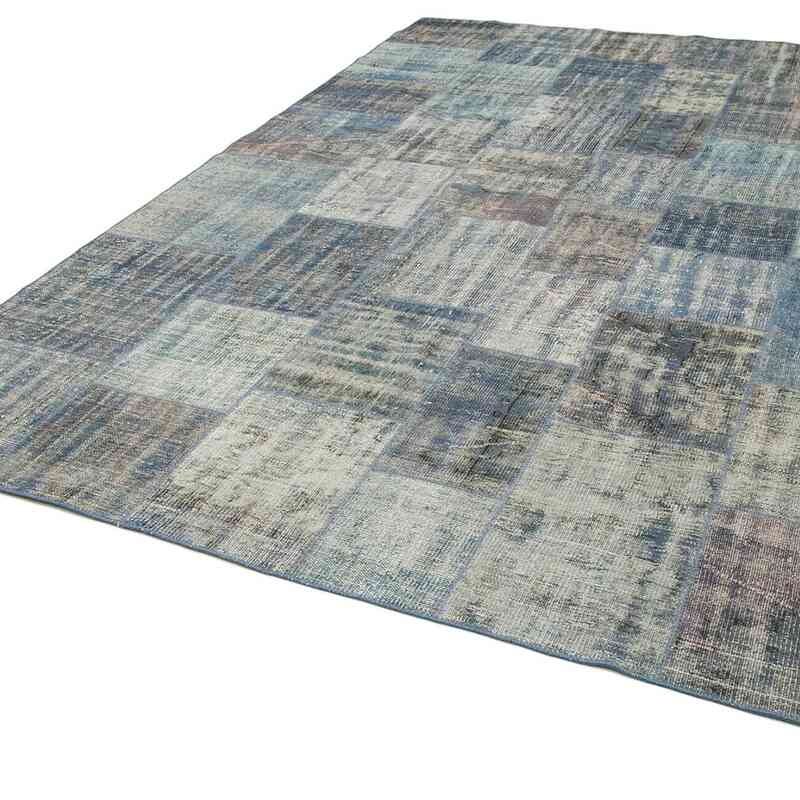 Blue Patchwork Hand-Knotted Turkish Rug - 8'  x 11' 7" (96" x 139") - K0049851