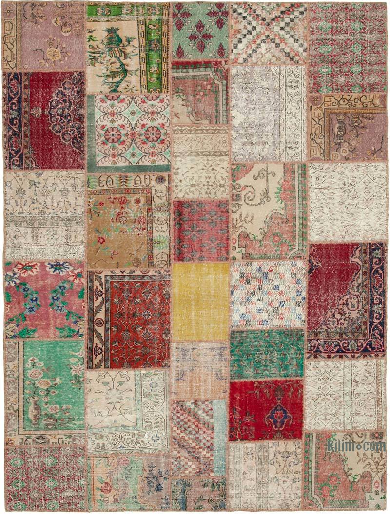 Patchwork Hand-Knotted Turkish Rug - 8' 10" x 11' 10" (106" x 142") - K0049856
