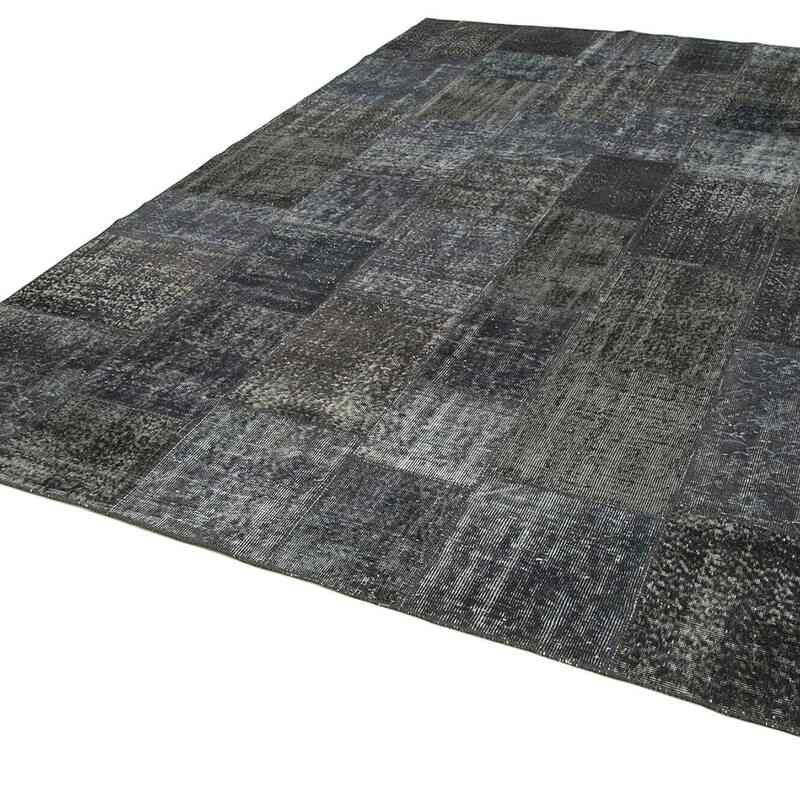 Grey Patchwork Hand-Knotted Turkish Rug - 8' 1" x 11' 6" (97" x 138") - K0049858