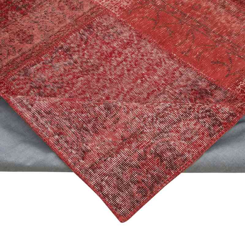 Rojo Alfombra De Retazos Turca Sobre-teñida - 251 cm x 352 cm - K0049860