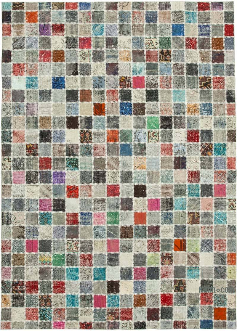 Multicolor Alfombra De Retazos Turca Sobre-teñida - 255 cm x 356 cm - K0049862