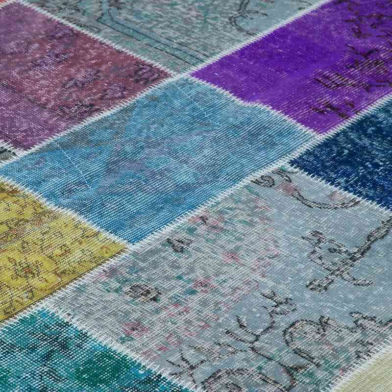 Multicolor Patchwork Hand-Knotted Turkish Rug - 8' 2" x 9' 9" (98" x 117") - K0049863