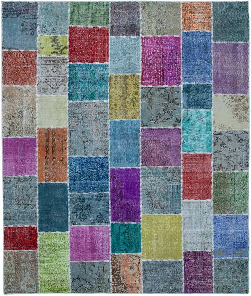 Multicolor Patchwork Hand-Knotted Turkish Rug - 8' 2" x 9' 9" (98" x 117") - K0049863