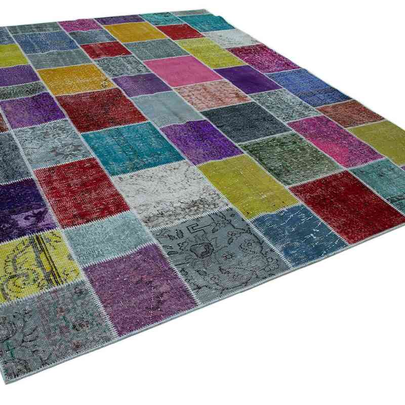 Multicolor Patchwork Hand-Knotted Turkish Rug - 8' 2" x 9' 10" (98" x 118") - K0049880