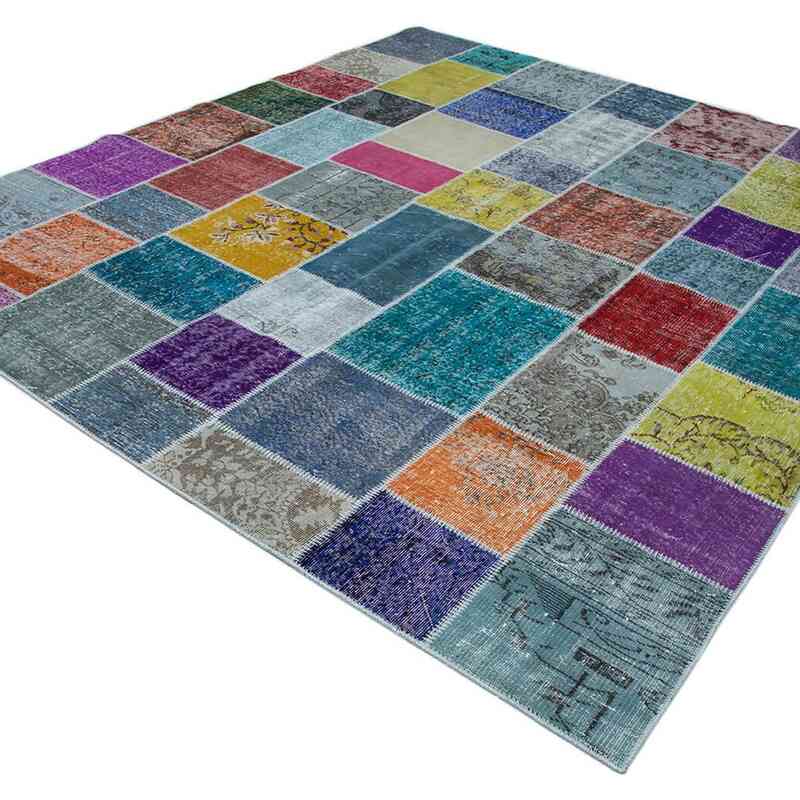 Multicolor Patchwork Hand-Knotted Turkish Rug - 8' 2" x 9' 9" (98" x 117") - K0049887