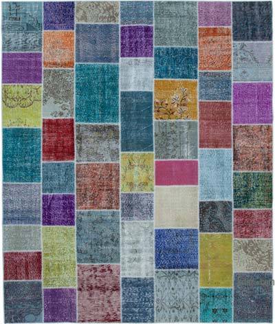 Çok Renkli Boyalı Patchwork Halı - 249 cm x 296 cm