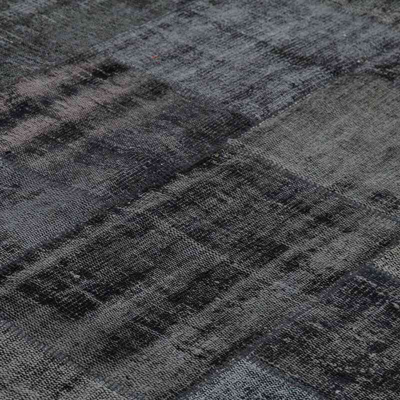 Negro Alfombra De Retazos Turca Sobre-teñida - 256 cm x 301 cm - K0049903