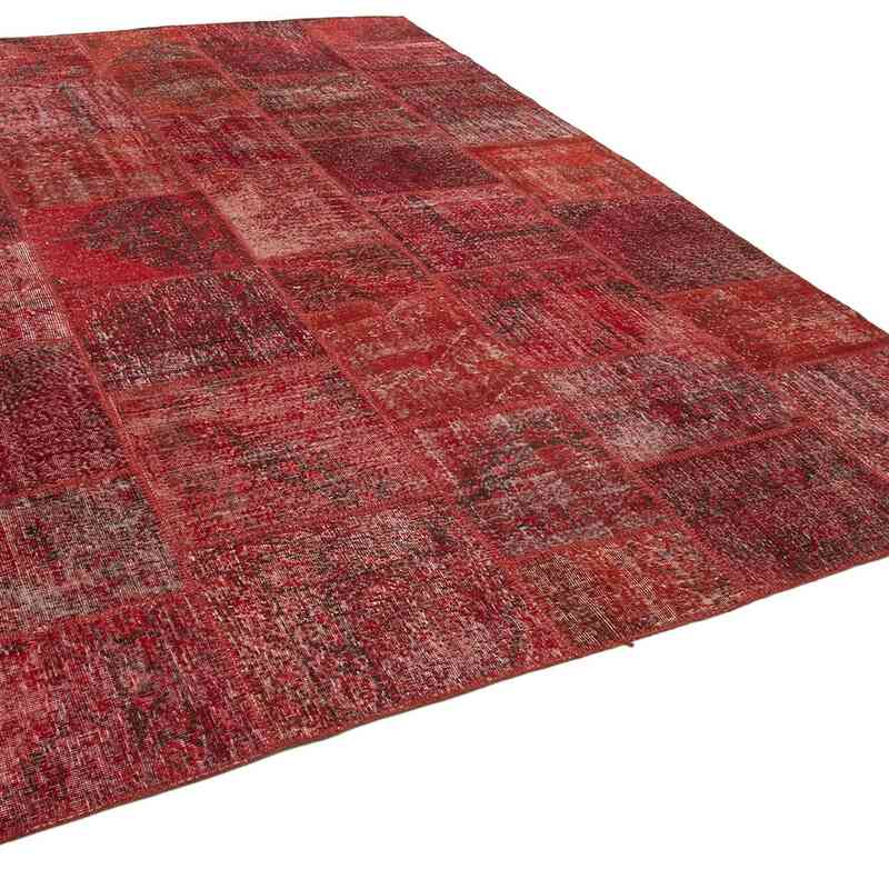 Red Patchwork Hand-Knotted Turkish Rug - 8' 2" x 11' 8" (98" x 140") - K0049933
