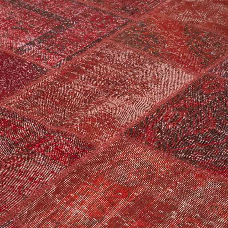 Rojo Alfombra De Retazos Turca Sobre-teñida - 250 cm x 355 cm - K0049933
