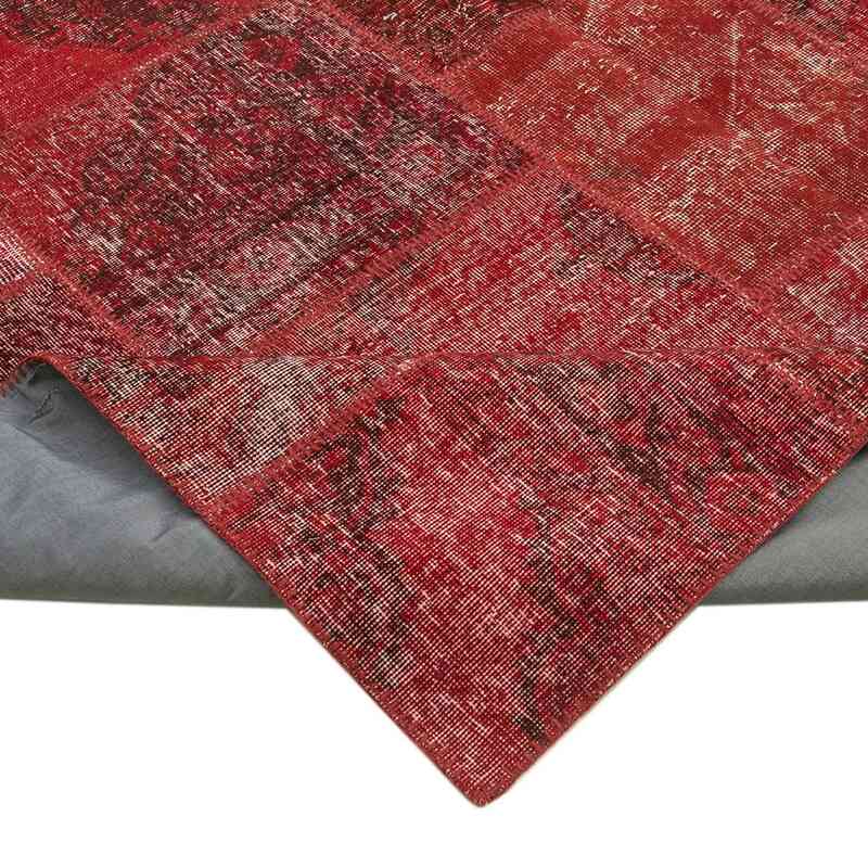 Red Patchwork Hand-Knotted Turkish Rug - 8' 2" x 11' 8" (98" x 140") - K0049933