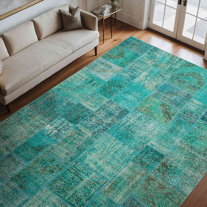 Patchwork Hand-Knotted Turkish Rug - 8' 3" x 11' 6" (99" x 138") - K0049941