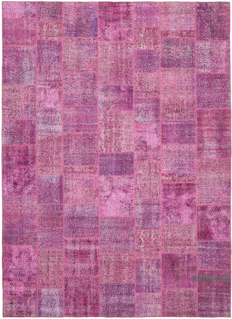 Pink Patchwork Hand-Knotted Turkish Rug - 8' 2" x 11' 6" (98" x 138") - K0049947
