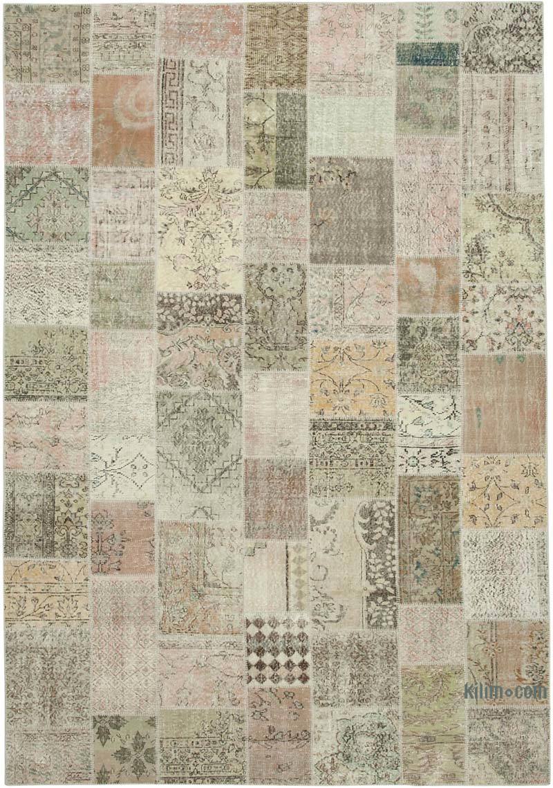 Patchwork Hand-Knotted Turkish Rug - 7' 11" x 11' 6" (95" x 138") - K0049952