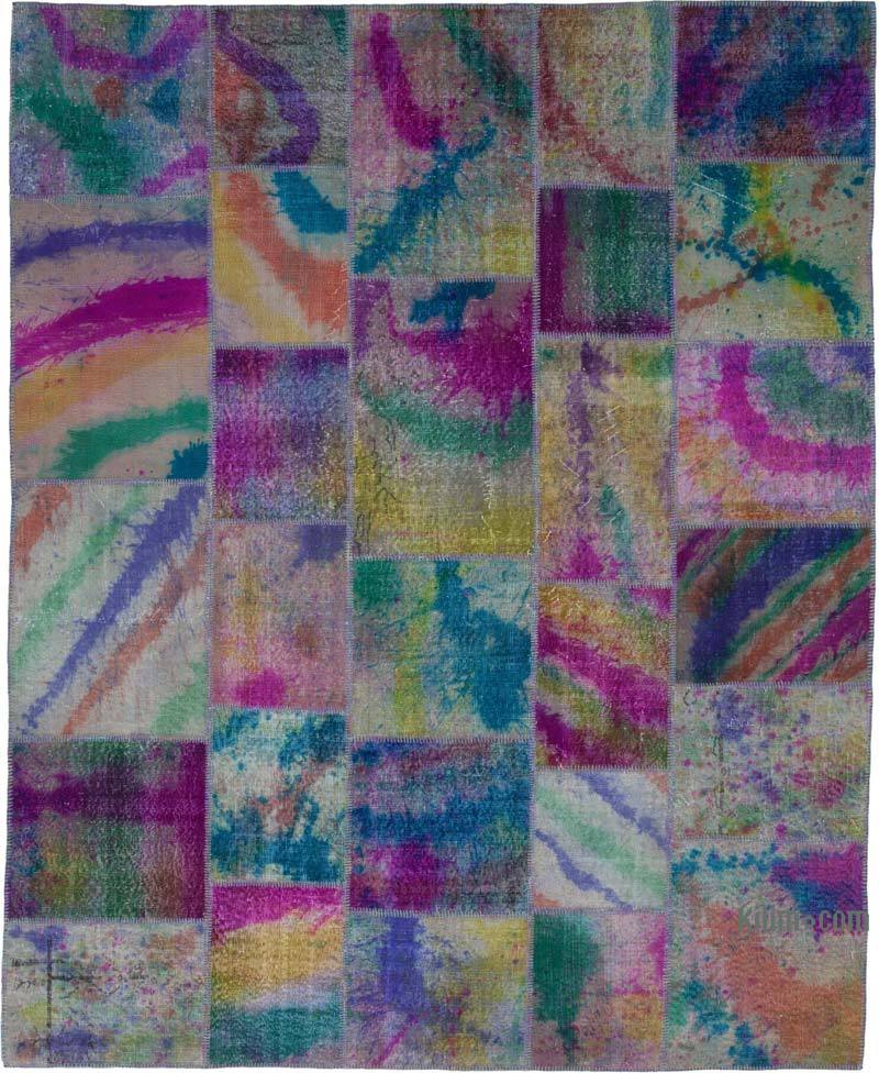 Multicolor Patchwork Hand-Knotted Turkish Rug - 8' 3" x 10' 1" (99" x 121") - K0049963