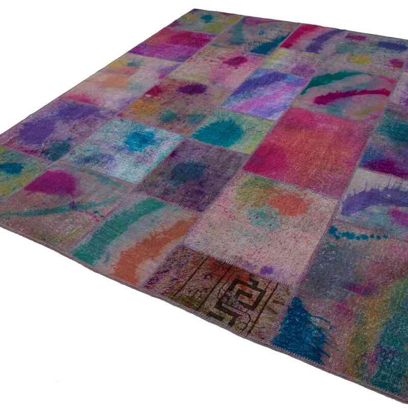 Multicolor Patchwork Hand-Knotted Turkish Rug - 8' 2" x 9' 10" (98" x 118") - K0049967