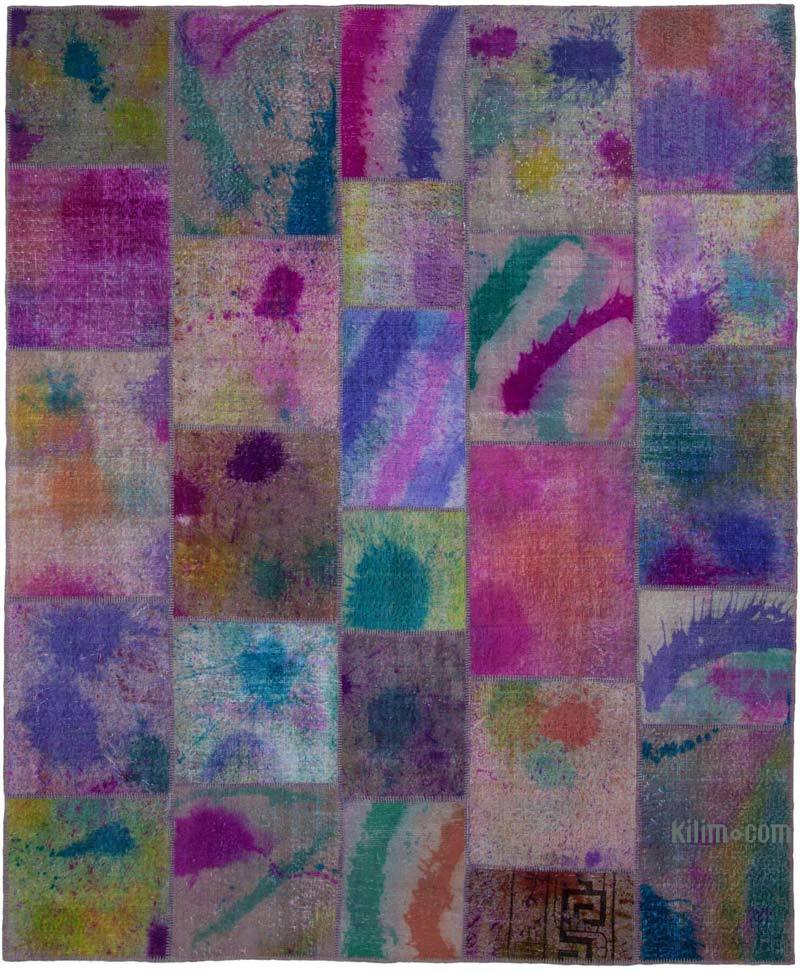 Multicolor Patchwork Hand-Knotted Turkish Rug - 8' 2" x 9' 10" (98" x 118") - K0049967