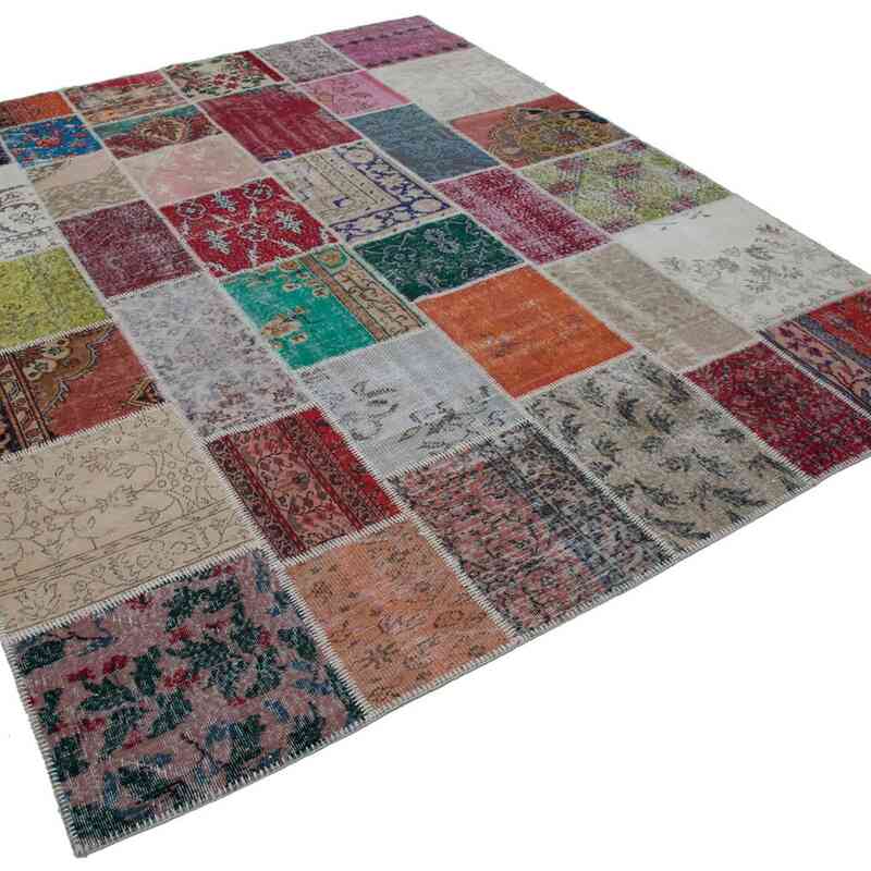Multicolor Patchwork Hand-Knotted Turkish Rug - 8'  x 9' 8" (96" x 116") - K0049971