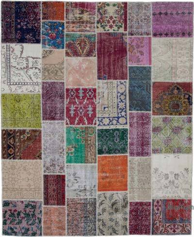 Multicolor Patchwork Hand-Knotted Turkish Rug - 8'  x 9' 8" (96" x 116")