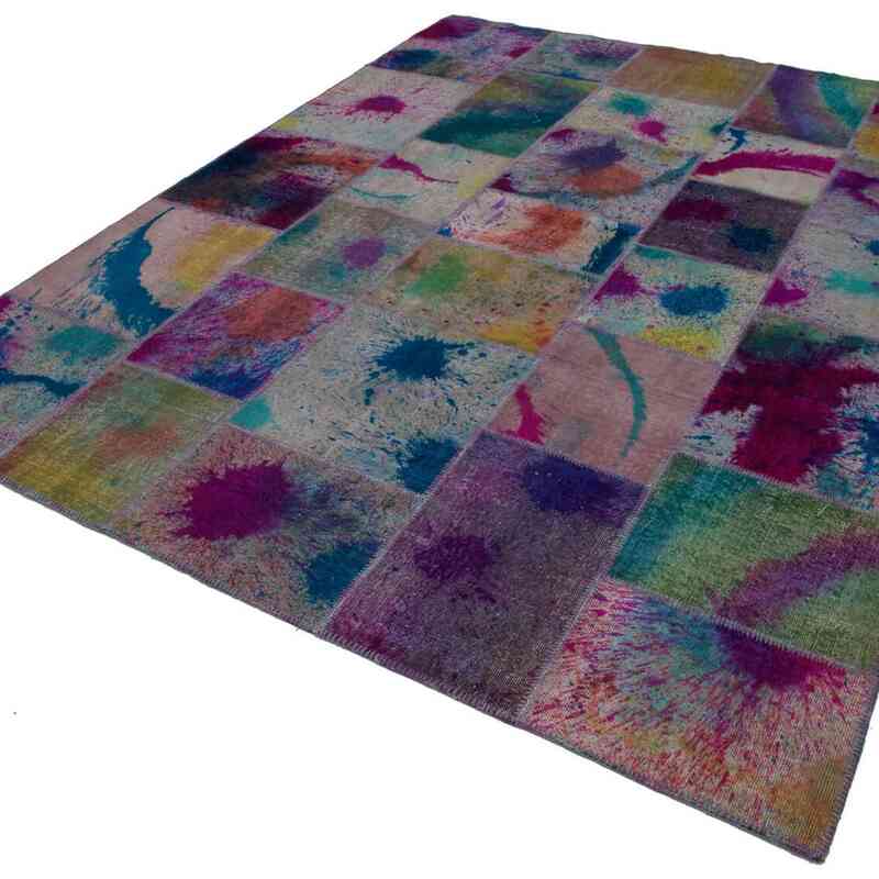 Multicolor Patchwork Hand-Knotted Turkish Rug - 7' 10" x 10' 1" (94" x 121") - K0049974