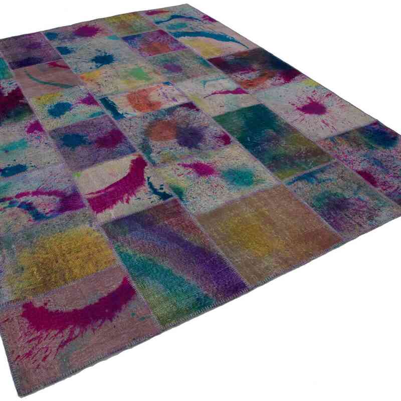 Multicolor Patchwork Hand-Knotted Turkish Rug - 7' 10" x 10' 1" (94" x 121") - K0049974