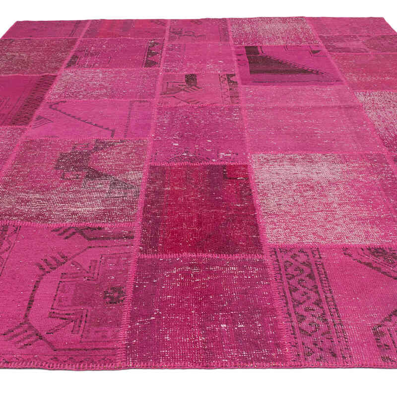 Pink Patchwork Hand-Knotted Turkish Rug - 8' 2" x 9' 11" (98" x 119") - K0049977