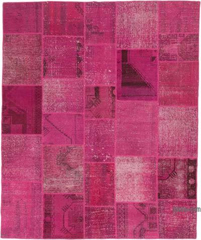 Pink Patchwork Hand-Knotted Turkish Rug - 8' 2" x 9' 11" (98" x 119")