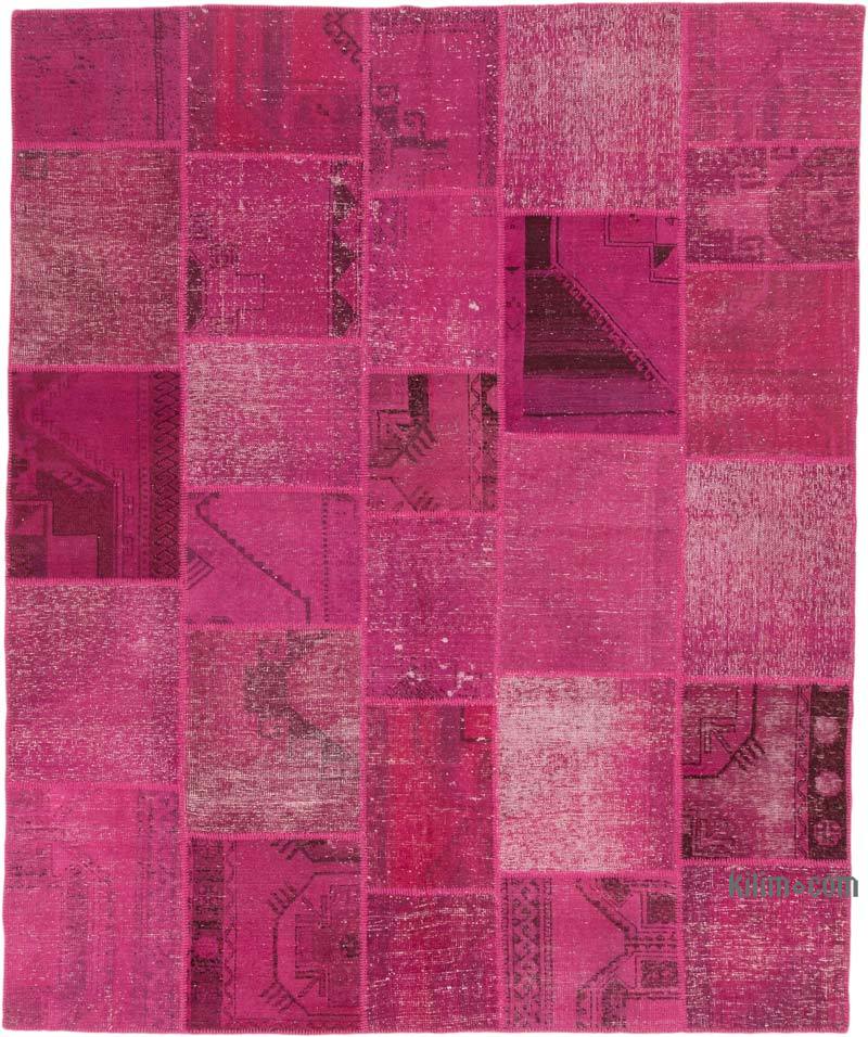 Pink Patchwork Hand-Knotted Turkish Rug - 8' 2" x 9' 11" (98" x 119") - K0049977