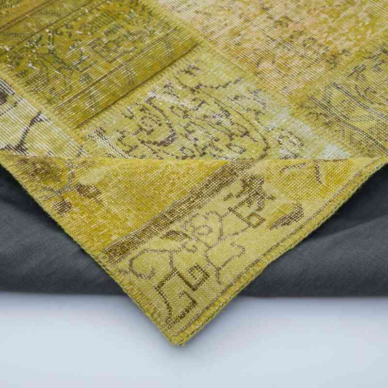 Amarillo Alfombra De Retazos Turca Sobre-teñida - 260 cm x 305 cm - K0049982