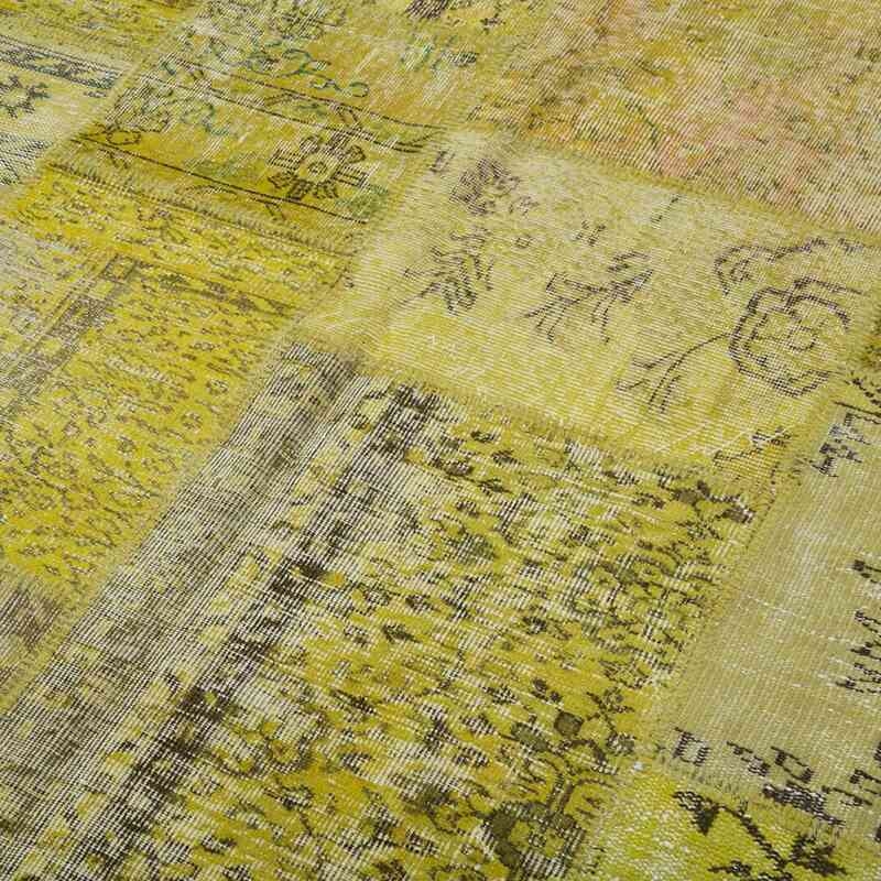 Amarillo Alfombra De Retazos Turca Sobre-teñida - 260 cm x 305 cm - K0049982